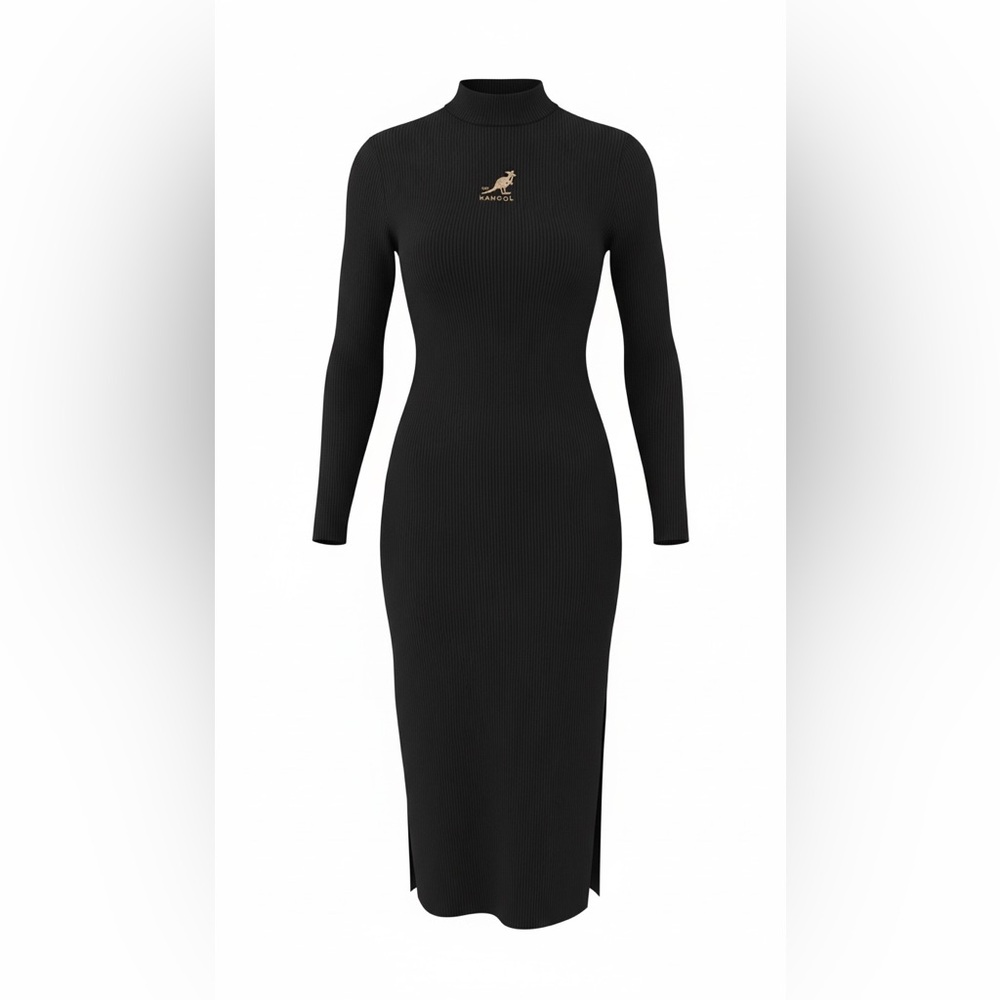 Kangol Black Ribbed Dress